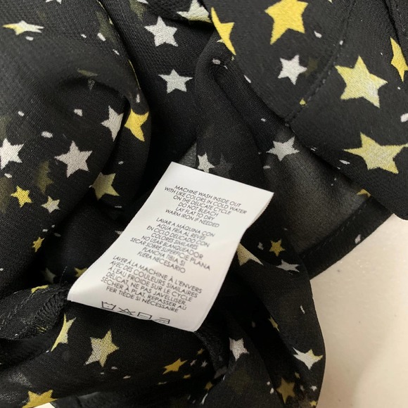 Cabi Star Print Blouse Size XS Sheer Long Sleeve Black Button Up Top Collared - Picture 3 of 10